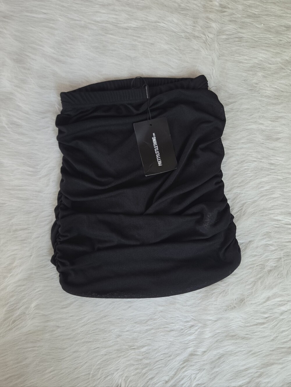 PRETTY LITTLE THING Skirt 4 Black Mesh Ruched Beach Sheer NWT